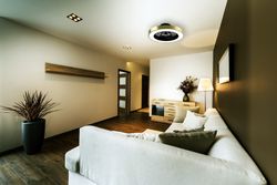 Ventilador de teto de metal com luz led Mumbai ouro/preto, Ø50
