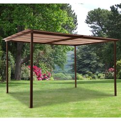 Pérgola de acero y tela marrón, 400x300x226 cm | Verona