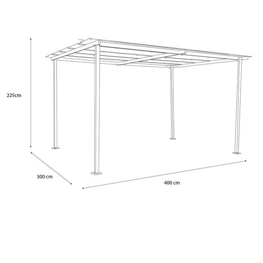 Pérgola de acero y tela marrón, 400x300x226 cm | Verona