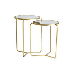 VICAL-Set di tavolini d'oro e bianco, 43x43x63 / 43x43x57 cm