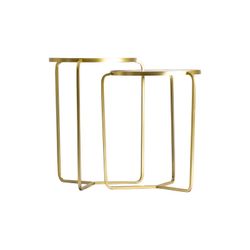 VICAL-Set di tavolini d'oro e bianco, 43x43x63 / 43x43x57 cm