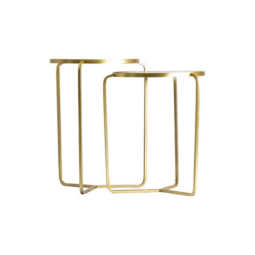 VICAL-Set di tavolini d'oro e bianco, 43x43x63 / 43x43x57 cm