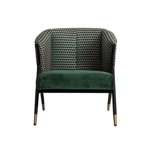 Sillón de terciopelo de estampado en verde 78 x 72 x 77 cm| Brillón