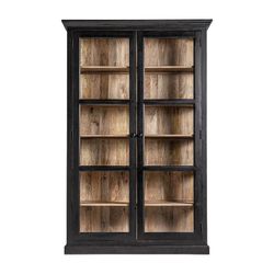 Bavay Mango Wood Display Case in Black/Natural, 135 x 40 x 210 cm