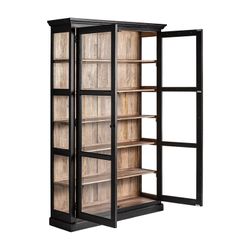 Bavay Mango Wood Display Case in Black/Natural, 135 x 40 x 210 cm