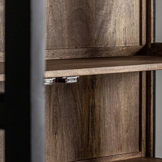 Bavay Mango Wood Display Case in Black/Natural, 135 x 40 x 210 cm