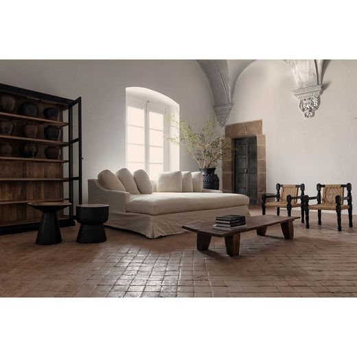 Bavay Mango Wood Display Case in Black/Natural, 135 x 40 x 210 cm