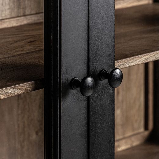 Bavay Mango Wood Display Case in Black/Natural, 135 x 40 x 210 cm