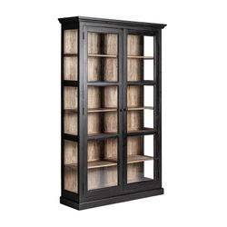Bavay Mango Wood Display Case in Black/Natural, 135 x 40 x 210 cm