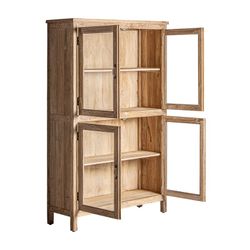 Vitrina Carrik em madeira de mangueira reciclada natural, 126 x 44 x 198 cm