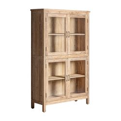 Vitrina Carrik em madeira de mangueira reciclada natural, 126 x 44 x 198 cm