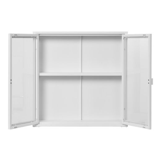 Hanging display cabinet in white steel, 80 x 18 x 80 cm | Brisbane