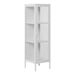 Steel display cabinet in white, 40 x 35 x 140 cm | Brisbane