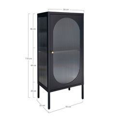 Steel display cabinet in black, 50 x 35 x 110 cm | Adelaide