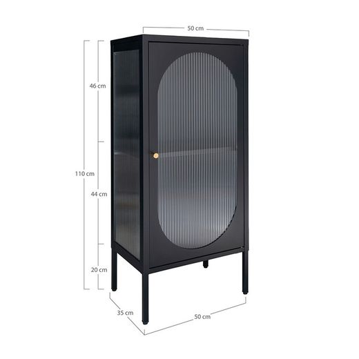 Steel display cabinet in black, 50 x 35 x 110 cm | Adelaide