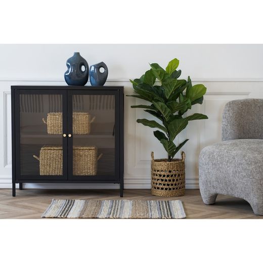 Steel display cabinet in black, 80 x 35 x 80 cm | Dalby