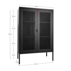 Steel display cabinet in black, 80 x 40 x 120 cm | Melbourne