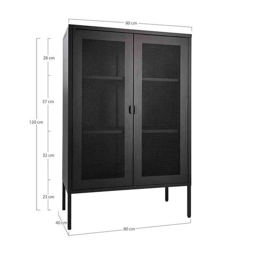 Steel display cabinet in black, 80 x 40 x 120 cm | Melbourne