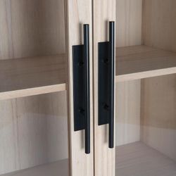 Vitrina em vidro natural/preto e cedro, 85 x 40 x 195 cm