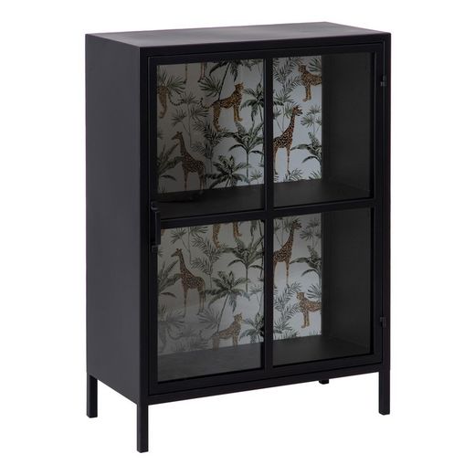 Vitrina de hierro y cristal en negro, 62,5 x 30 x 90,5 cm