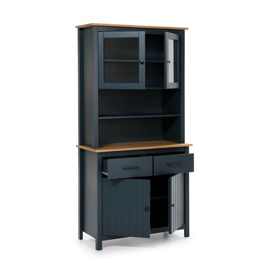 Conjunto de salón compuesto por aparador de 190 cm y vitrina en color azul | Miranda