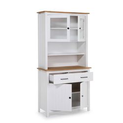 Living room set consisting of a 190 cm sideboard and a white display cabinet | Miranda