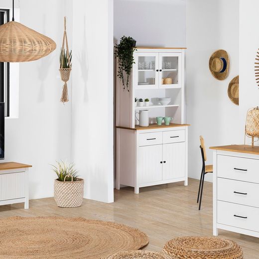 Living room set consisting of a 190 cm sideboard and a white display cabinet | Miranda