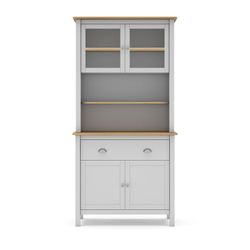 Wooden display cabinet in white and natural, 90 x 40 x 180.5 cm | Misti