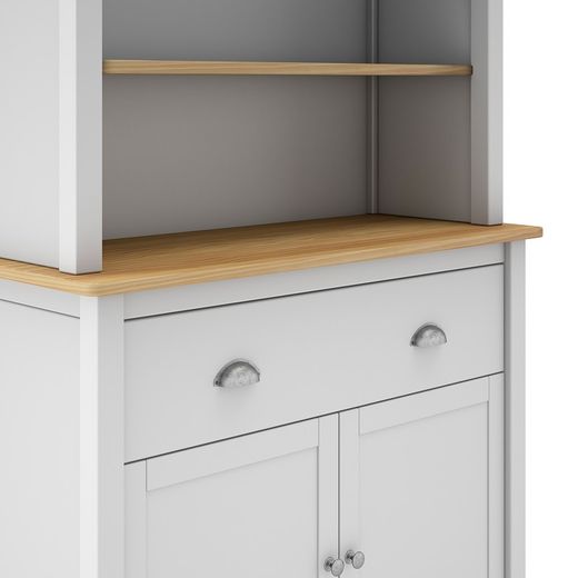 Wooden display cabinet in white and natural, 90 x 40 x 180.5 cm | Misti