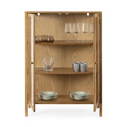 Wooden display case in oak color, 90 x 40 x 126 cm | ceci