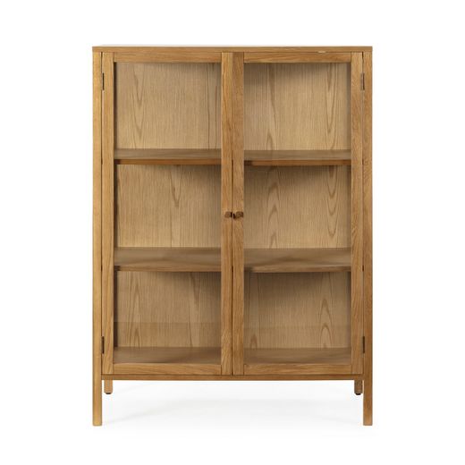 Wooden display case in oak color, 90 x 40 x 126 cm | ceci
