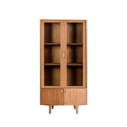 Vitrina de madera en marrón natural, 80 x 40 x 160 cm | Kamenz