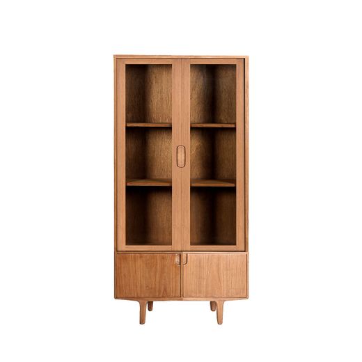 Vitrina de madera en marrón natural, 80 x 40 x 160 cm | Kamenz