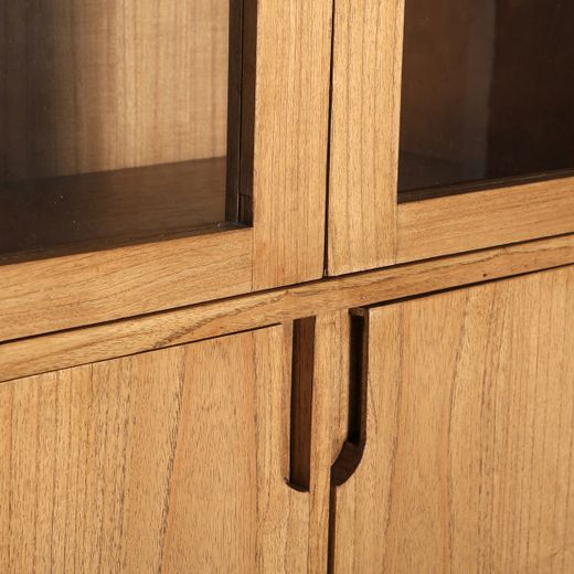 Vitrina de madera en marrón natural, 80 x 40 x 160 cm | Kamenz