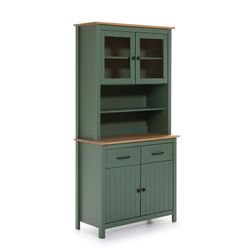 Conjunto de salón compuesto por aparador de 190 cm y vitrina en color verde | Miranda