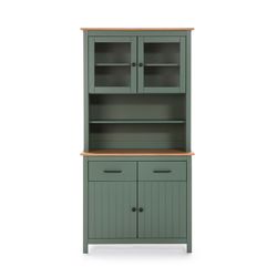 Conjunto de salón compuesto por aparador de 190 cm y vitrina en color verde | Miranda