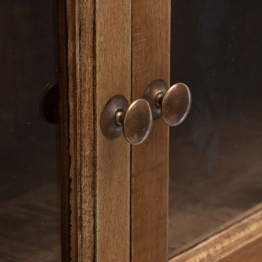 Natural wood and glass display case, 120 x 40 x 194 cm