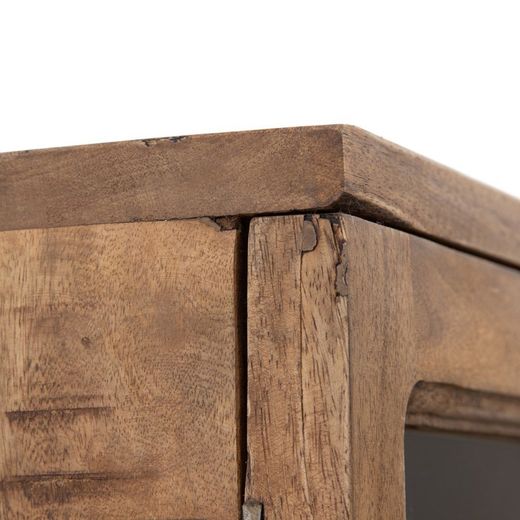 Natural wood and glass display case, 120 x 40 x 194 cm