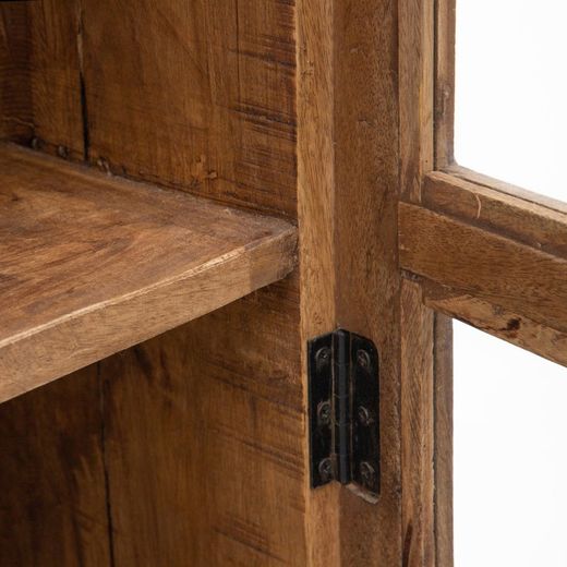 Natural wood and glass display case, 120 x 40 x 194 cm