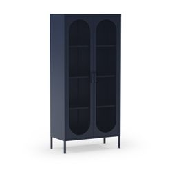 Metal display case in blue, 80 x 40 x 170 cm | Diora