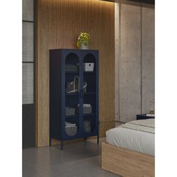 Metal display case in blue, 80 x 40 x 170 cm | Diora