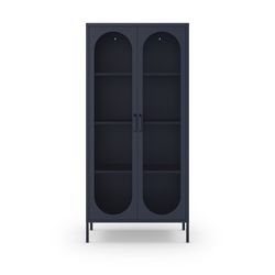Metal display case in blue, 80 x 40 x 170 cm | Diora
