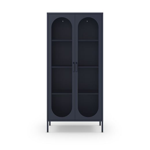 Metal display case in blue, 80 x 40 x 170 cm | Diora