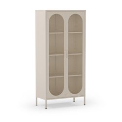 Cream metal display case, 80 x 40 x 170 cm | Diora