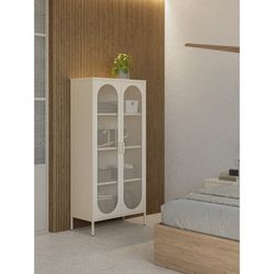 Cream metal display case, 80 x 40 x 170 cm | Diora