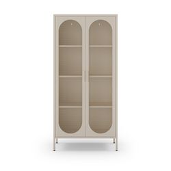 Cream metal display case, 80 x 40 x 170 cm | Diora