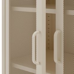 Cream metal display case, 80 x 40 x 170 cm | Diora