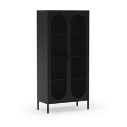 Metal display case in black, 80 x 40 x 170 cm | Diora