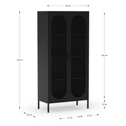 Metal display case in black, 80 x 40 x 170 cm | Diora