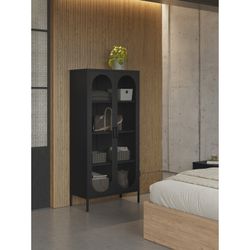 Metal display case in black, 80 x 40 x 170 cm | Diora